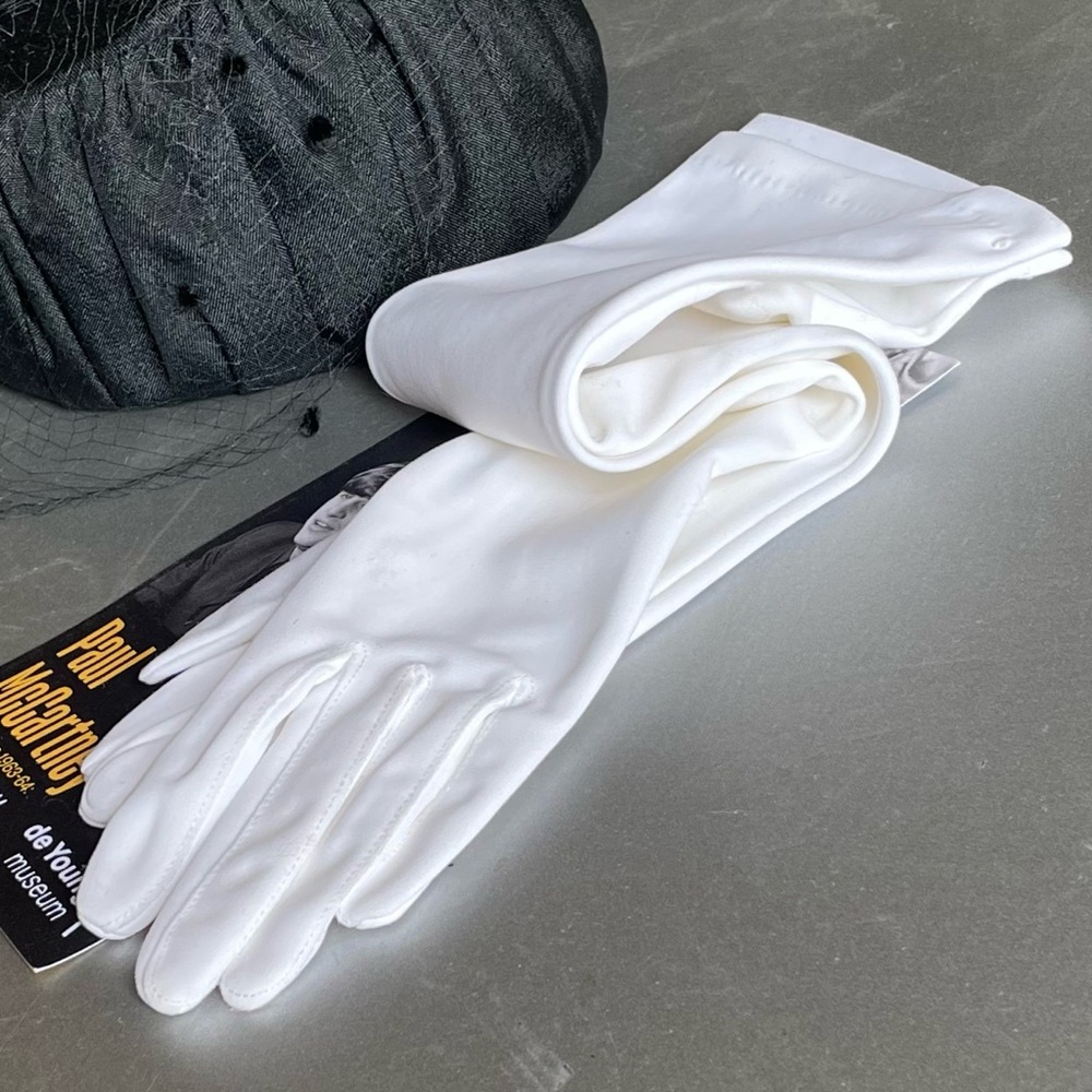 Vintage Formal Full Length White Cotton Gloves 1950s